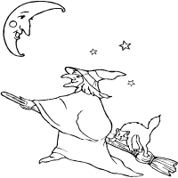 A coloring page of witches